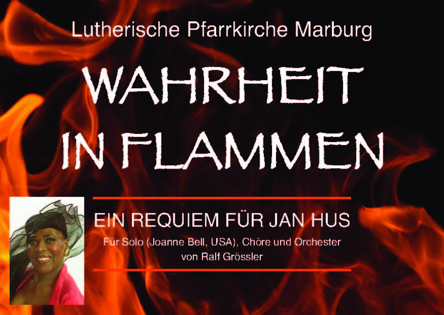 Plakat zum Konzert "Wahrheit in Flammen" - Ein Requiem für Jan Hus.
